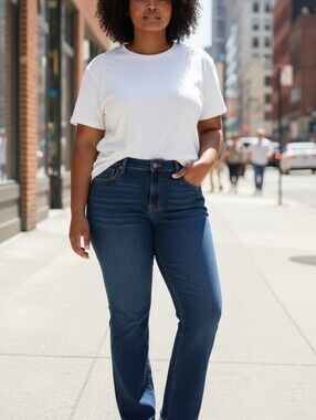 Women's Dark Wash Boot Cut Jeans - Deep Indigo